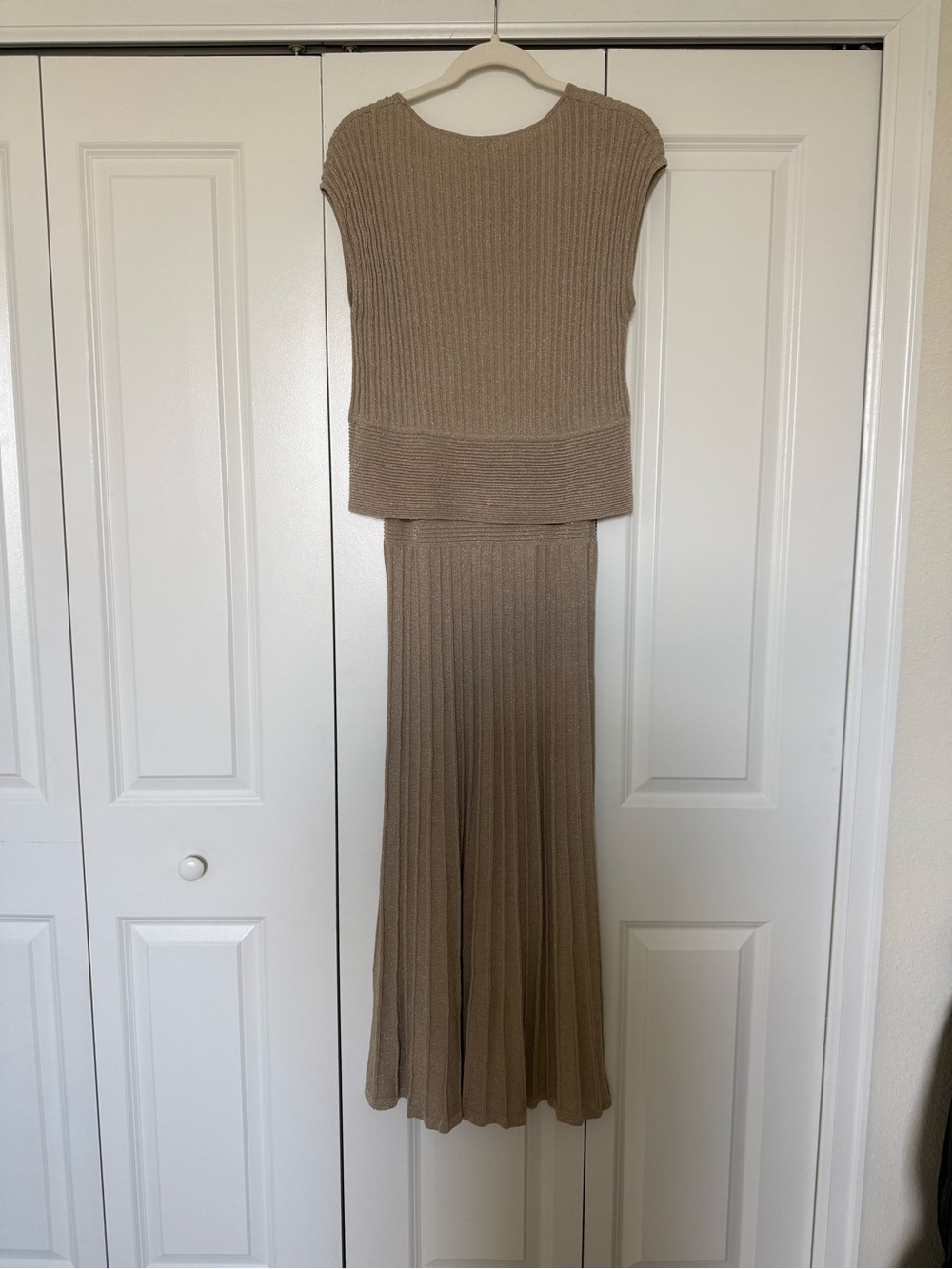 Mango Taupe Ribbed Knit Two-Piece Set - Picture 5 of 6